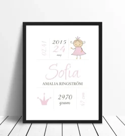 Princess Birth Poster Pink (21x29,7 cm (A4))
