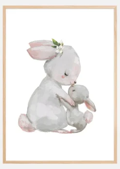 Rabbit Family Watercolor Plakat (21x29.7 cm (A4))