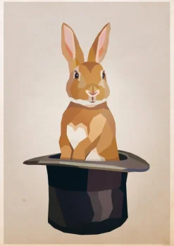 Rabbit in hat Plakat (21x29.7 cm (A4))