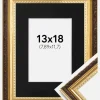 Ramme Abisko Guld 13x18 cm - Passepartout Sort 3,5x5 inches (8,89x12,7 cm)