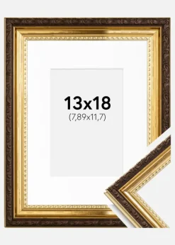 Ramme Abisko Guld 13x18 cm - Passepartout Hvid 3,5x5 inches (8,89x12,7 cm)