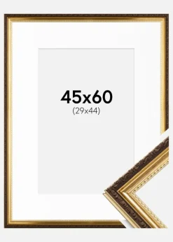 Ramme Abisko Guld 45x60 cm - Passepartout Hvid 30x45 cm