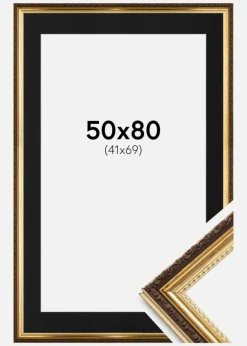 Ramme Abisko Guld 50x80 cm - Passepartout Sort 42x70 cm