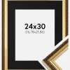 Ramme Abisko Guld 24x30 cm - Passepartout Sort 7x9 inches (17,78x22,86 cm)