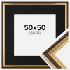Ramme Abisko Guld 50x50 cm - Passepartout Sort 35x35 cm