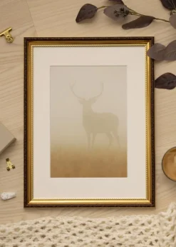 Ramme Abisko Guld 30x40 cm - Passepartout Hvid 21x29,7 cm (A4)