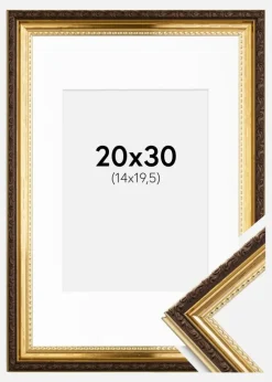 Ramme Abisko Guld 20x30 cm - Passepartout Hvid 15x21 cm (A5)