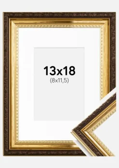 Ramme Abisko Guld 13x18 cm - Passepartout Hvid 9x12 cm