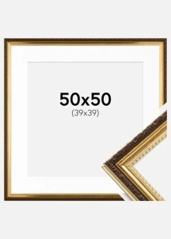 Ramme Abisko Guld 50x50 cm - Passepartout Hvid 40x40 cm