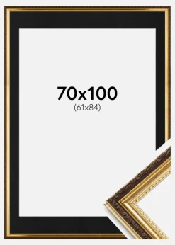 Ramme Abisko Guld 70x100 cm - Passepartout Sort 62x85 cm