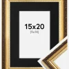 Ramme Abisko Guld 15x20 cm - Passepartout Sort 10x15 cm