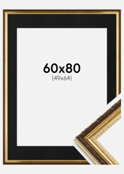 Ramme Abisko Guld 60x80 cm - Passepartout Sort 50x65 cm