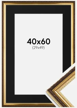 Ramme Abisko Guld 40x60 cm - Passepartout Sort 30x50 cm