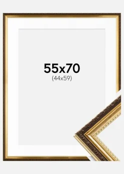 Ramme Abisko Guld 55x70 cm - Passepartout Hvid 45x60 cm