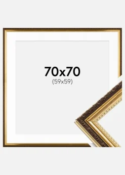 Ramme Abisko Guld 70x70 cm - Passepartout Hvid 60x60 cm