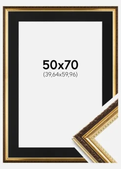 Ramme Abisko Guld 50x70 cm - Passepartout Sort 16x24 inches (40,64x60,96 cm)