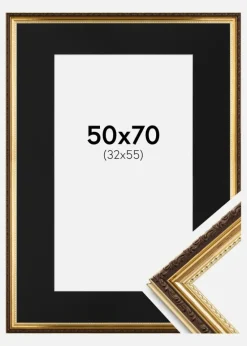 Ramme Abisko Guld 50x70 cm - Passepartout Sort 33x56 cm