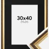 Ramme Abisko Guld 30x40 cm - Passepartout Sort 20x30 cm