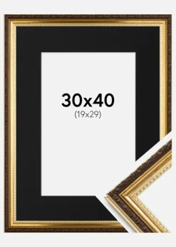 Ramme Abisko Guld 30x40 cm - Passepartout Sort 20x30 cm