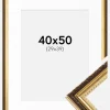 Ramme Abisko Guld 40x50 cm - Passepartout Hvid 30x40 cm