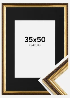 Ramme Abisko Guld 35x50 cm - Passepartout Sort 25x35 cm