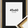 Ramme Abisko Guld 45x60 cm - Passepartout Sort 32x45 cm