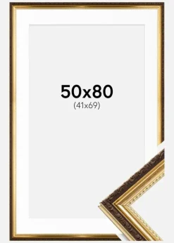 Ramme Abisko Guld 50x80 cm - Passepartout Hvid 42x70 cm