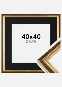 Ramme Abisko Guld 40x40 cm - Passepartout Sort 30x30 cm