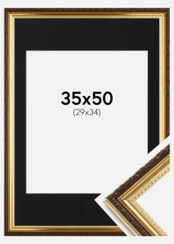 Ramme Abisko Guld 35x50 cm - Passepartout Sort 30x35 cm