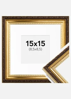 Ramme Abisko Guld 15x15 cm - Passepartout Hvid 9x9 cm