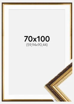 Ramme Abisko Guld 70x100 cm - Passepartout Hvid 24x36 inches (60,94x91,44 cm)