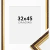Ramme Abisko Guld 32x45 cm - Passepartout Hvid 10x12 inches (25,4x30,48 cm)