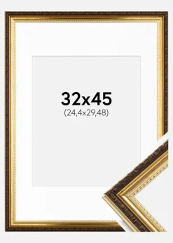 Ramme Abisko Guld 32x45 cm - Passepartout Hvid 10x12 inches (25,4x30,48 cm)