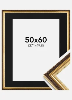 Ramme Abisko Guld 50x60 cm - Passepartout Sort 15x20 inches (38,1x50,8 cm)
