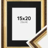 Ramme Abisko Guld 15x20 cm - Passepartout Sort 11x15 cm
