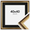 Ramme Abisko Guld 40x40 cm - Passepartout Sort 32x32 cm