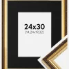 Ramme Abisko Guld 24x30 cm - Passepartout Sort 6x8 inches (15,24x20,32 cm)