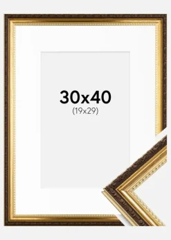 Ramme Abisko Guld 30x40 cm - Passepartout Hvid 20x30 cm