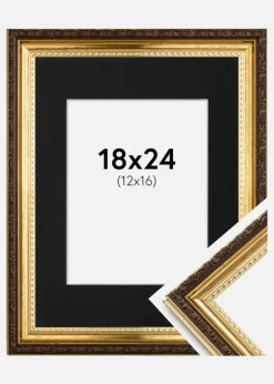 Ramme Abisko Guld 18x24 cm - Passepartout Sort 13x17 cm