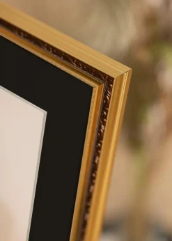 Ramme Abisko Guld 15x20 cm - Passepartout Sort 4x6 inches (10,2x15,2 cm)