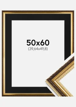 Ramme Abisko Guld 50x60 cm - Passepartout Sort 16x20 inches (40,64x50,8 cm)