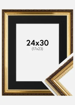 Ramme Abisko Guld 24x30 cm - Passepartout Sort 18x24 cm