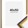 Ramme Abisko Guld 40x50 cm - Passepartout Hvid 29,7x42 cm (A3)