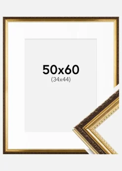 Ramme Abisko Guld 50x60 cm - Passepartout Hvid 35x45 cm