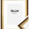 Ramme Abisko Guld 18x24 cm - Passepartout Hvid 13x18 cm