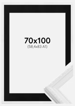 Ramme Abisko Hvid 70x100 cm - Passepartout Sort 59,4x84 cm (A1)