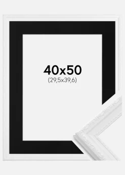 Ramme Abisko Hvid 40x50 cm - Passepartout Sort 12x16 inches