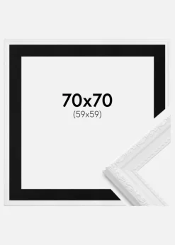 Ramme Abisko Hvid 70x70 cm - Passepartout Sort 60x60 cm