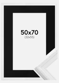 Ramme Abisko Hvid 50x70 cm - Passepartout Sort 33x56 cm
