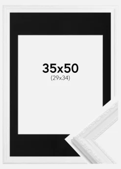 Ramme Abisko Hvid 35x50 cm - Passepartout Sort 30x35 cm